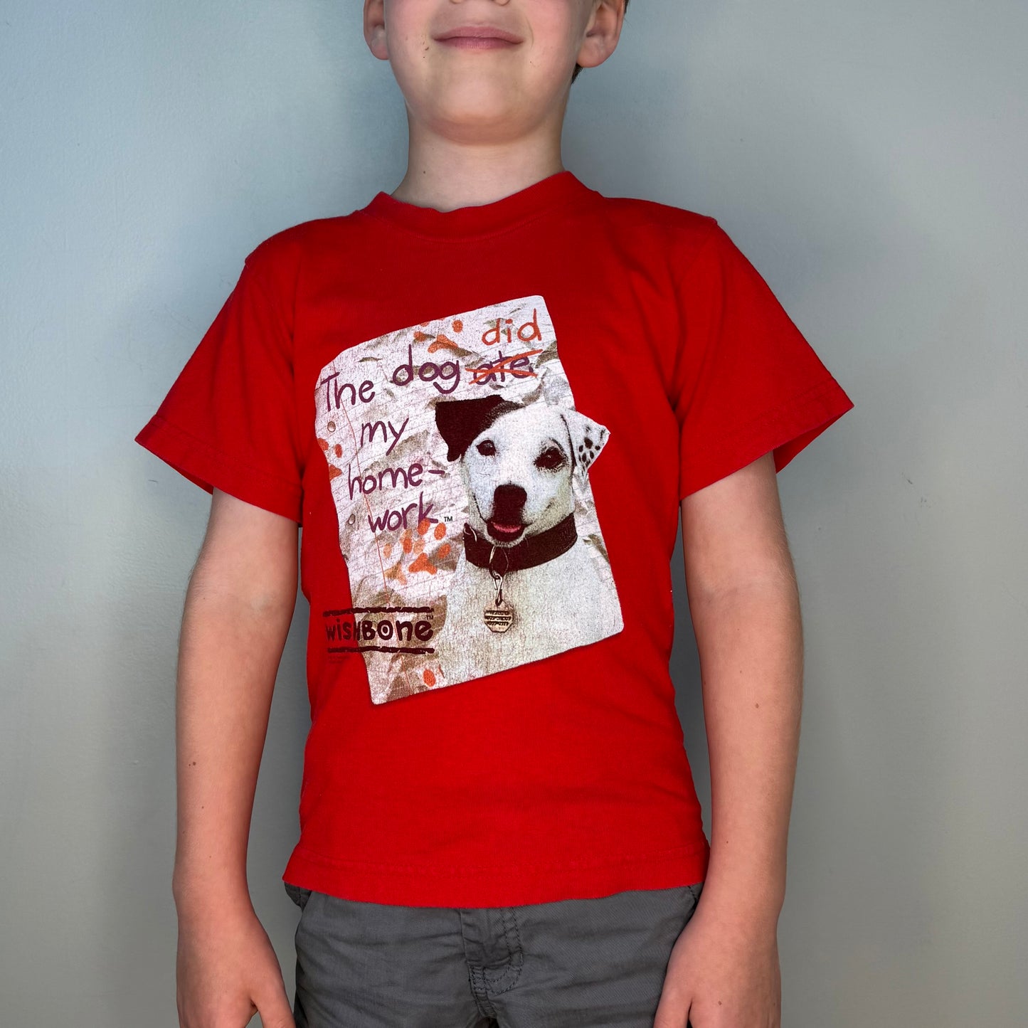 1990s Wishbone T-Shirt, Polygram Merchandising, The Dog Did My Homework, PBS, Jack Russell Terrier