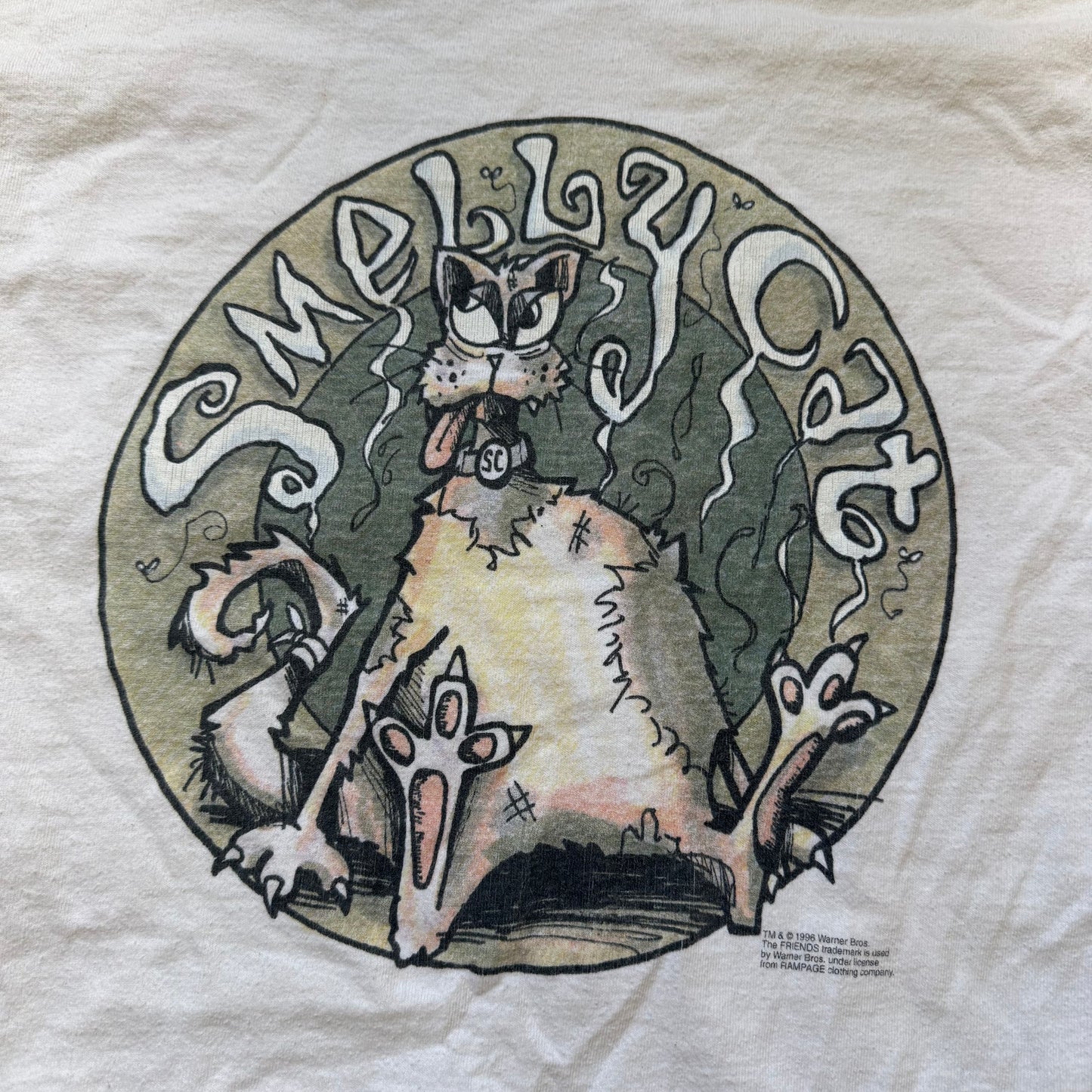 1990s Friends TV Show Smelly Cat T-Shirt, Fruit of the Loom Size Large