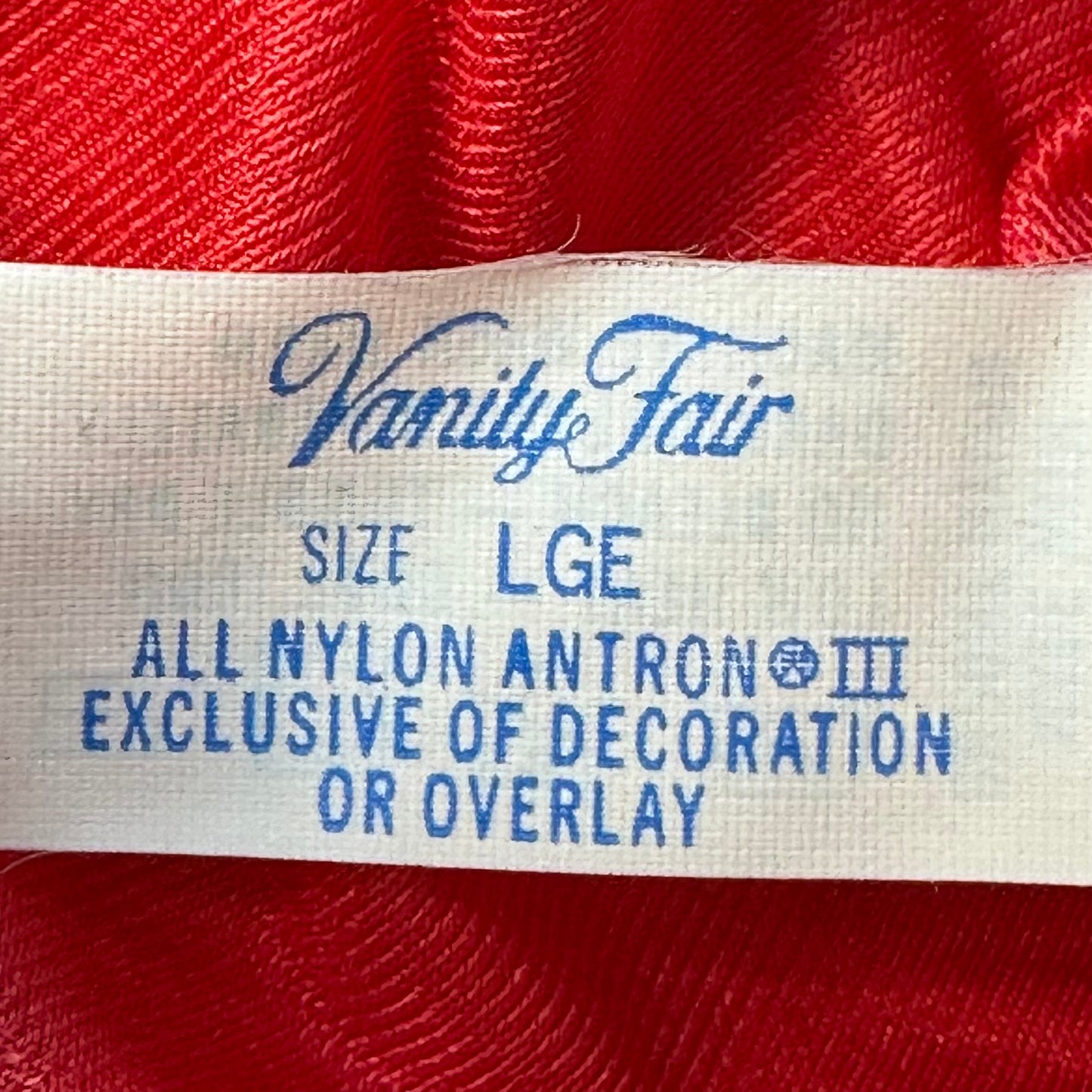 1980s Red Nylon Full Length Robe, Vanity Fair Size Large, Deadstock with Tags