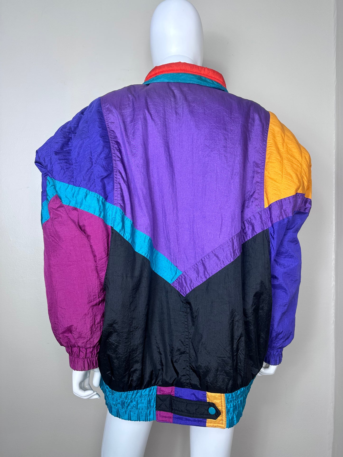 1980s/90s Bright Color Block Ski Coat, PA Originals Size XL