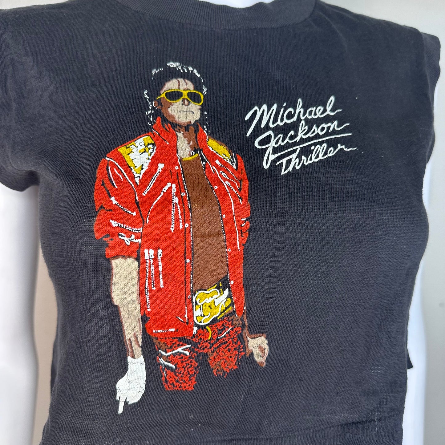 1980s Michael Jackson Cropped Muscle T-Shirt, Size XS/Small, Parking Lot Tee