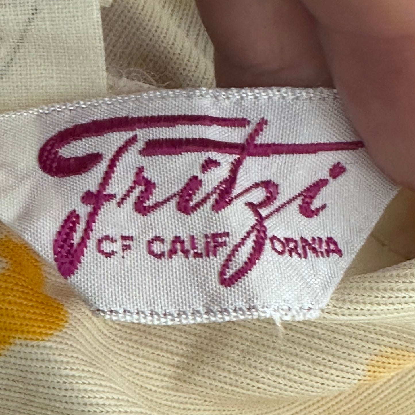 1970s Floral Cropped Halter Top, Back Tie, Fritzi of California Size Small-Medium