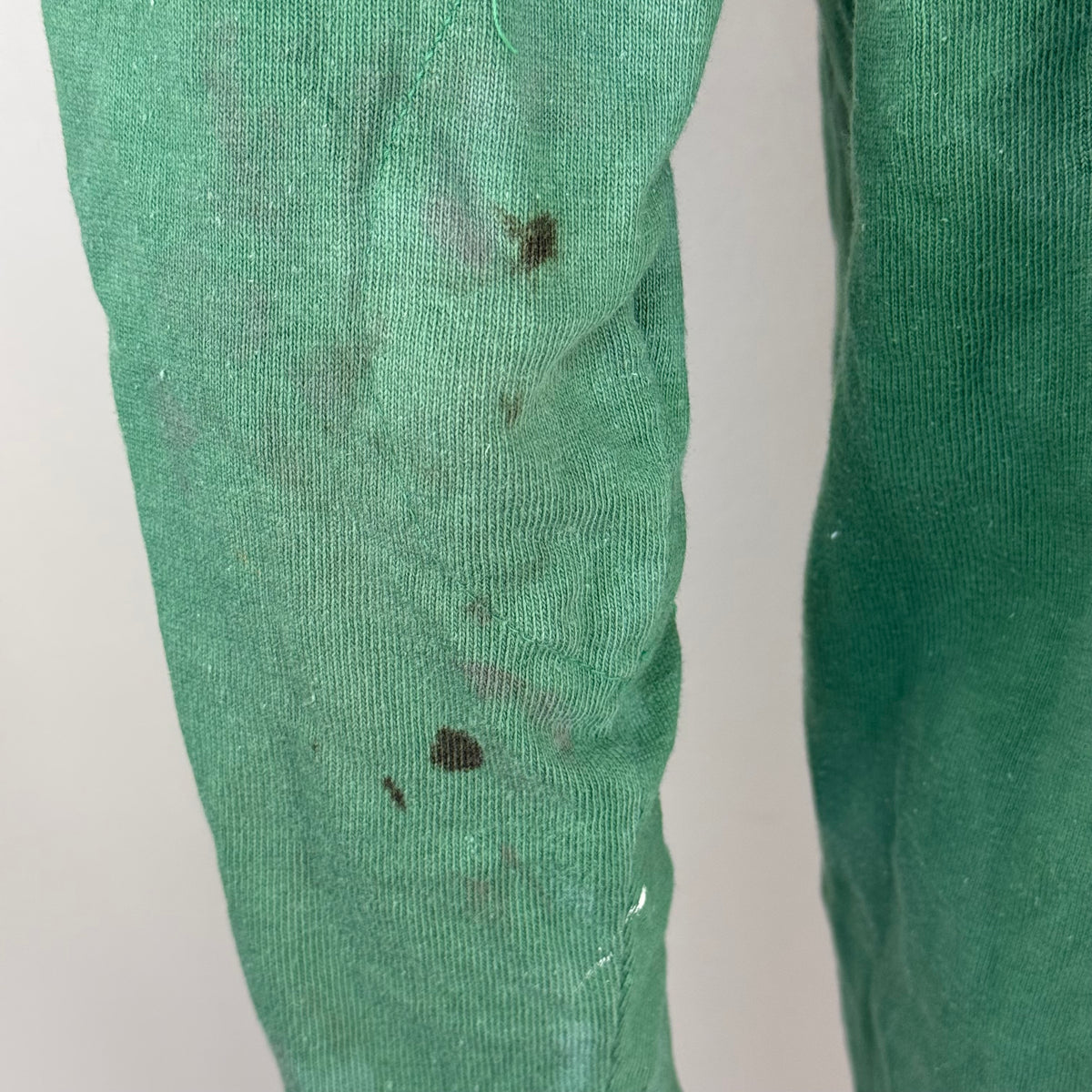 1940s Green Cotton Jersey T-Shirt, Central High Memphis AA, Champion Knitwear Company Running Man Size Medium, Distressed