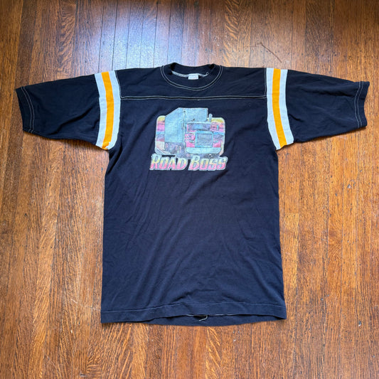 1970s Road Boss Trucker T-Shirt, Sportswear Jersey Style Tee Size Medium, Glitter Iron On Transfer