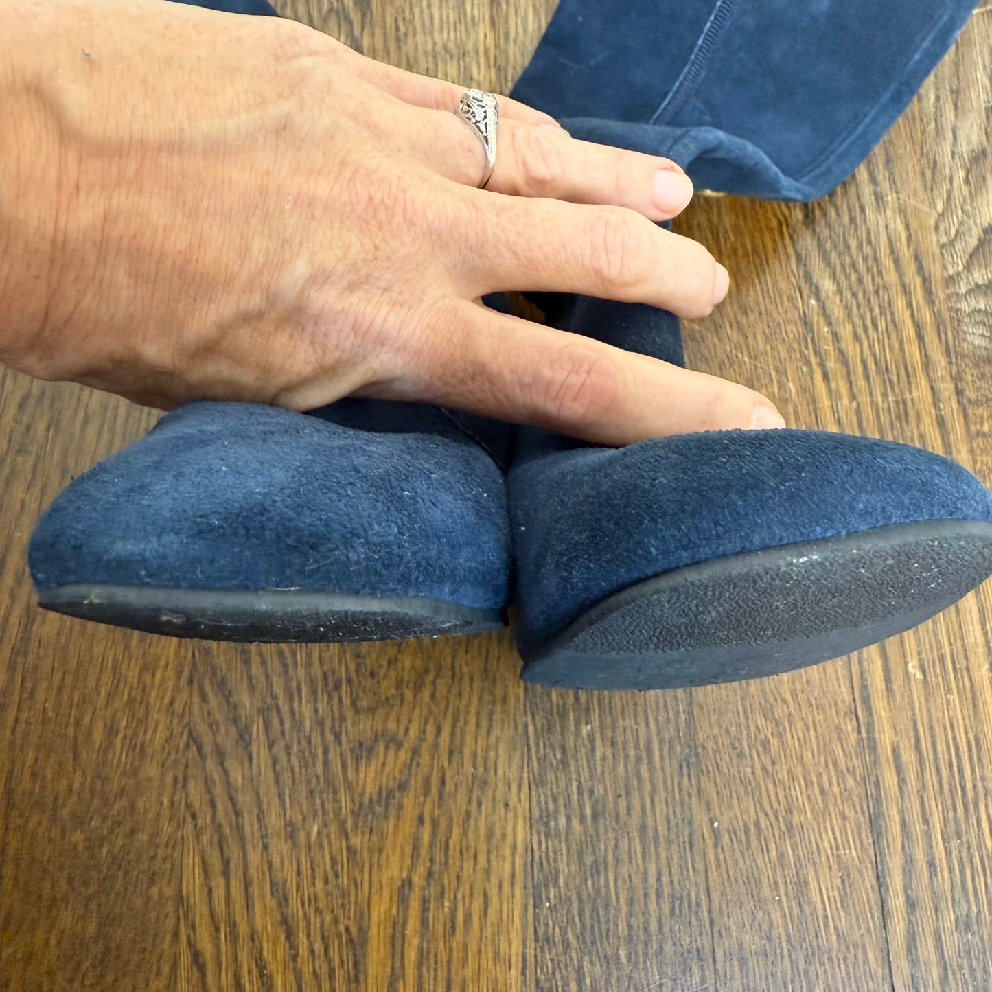 1960s/70s Navy Blue Leather Lace Up Go go Boots, Riviera’s Size 7 1/2 Narrow