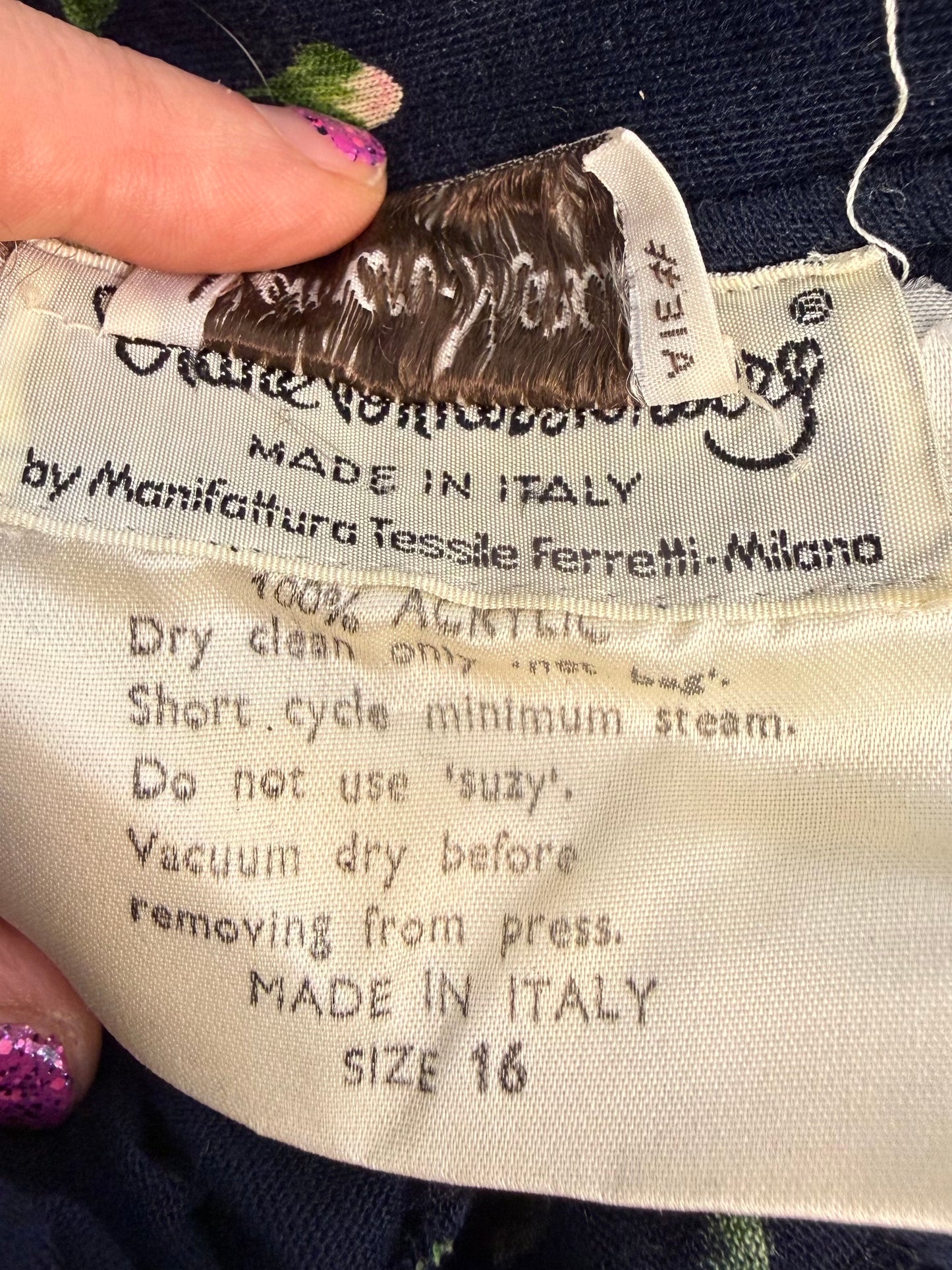 1970s Diane Von Furstenberg Wrap Dress, Navy Blue Floral, Size Medium-Large, Vintage Size 16, Neiman Marcus