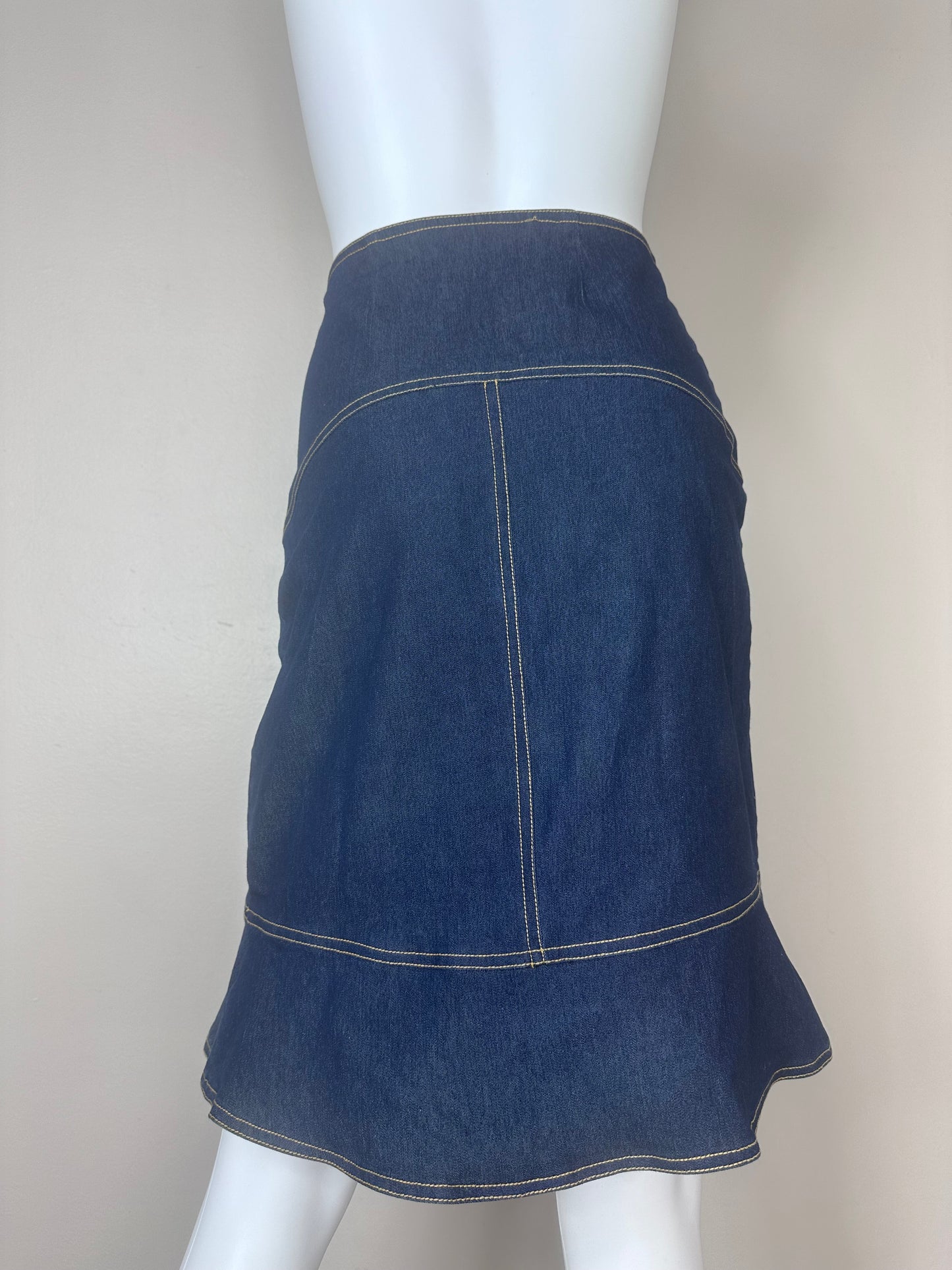 1990s/Y2K Betsey Johnson Denim Skirt, Size Small, Knee Length Mermaid