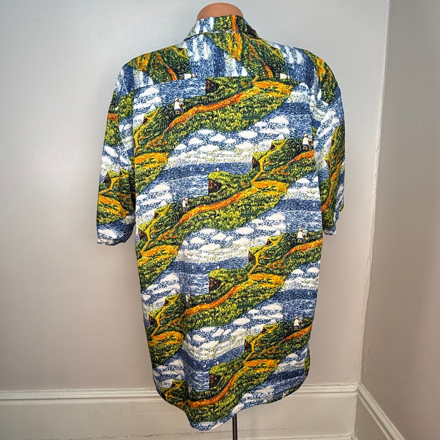 1990s Hawaiian Shirt, Guy Buffet Collection by Reyn Spooner Size XXL, The Cliff