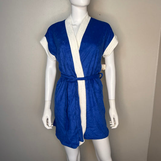 1970s Blue Terrycloth Robe with Belt, Size Medium, Deadstock New with Tag