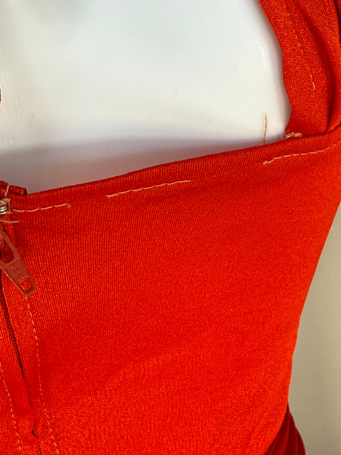 1970s/80s Red Disco Jumpsuit, Size XS/Small, Shiny, Ruching, Open Back
