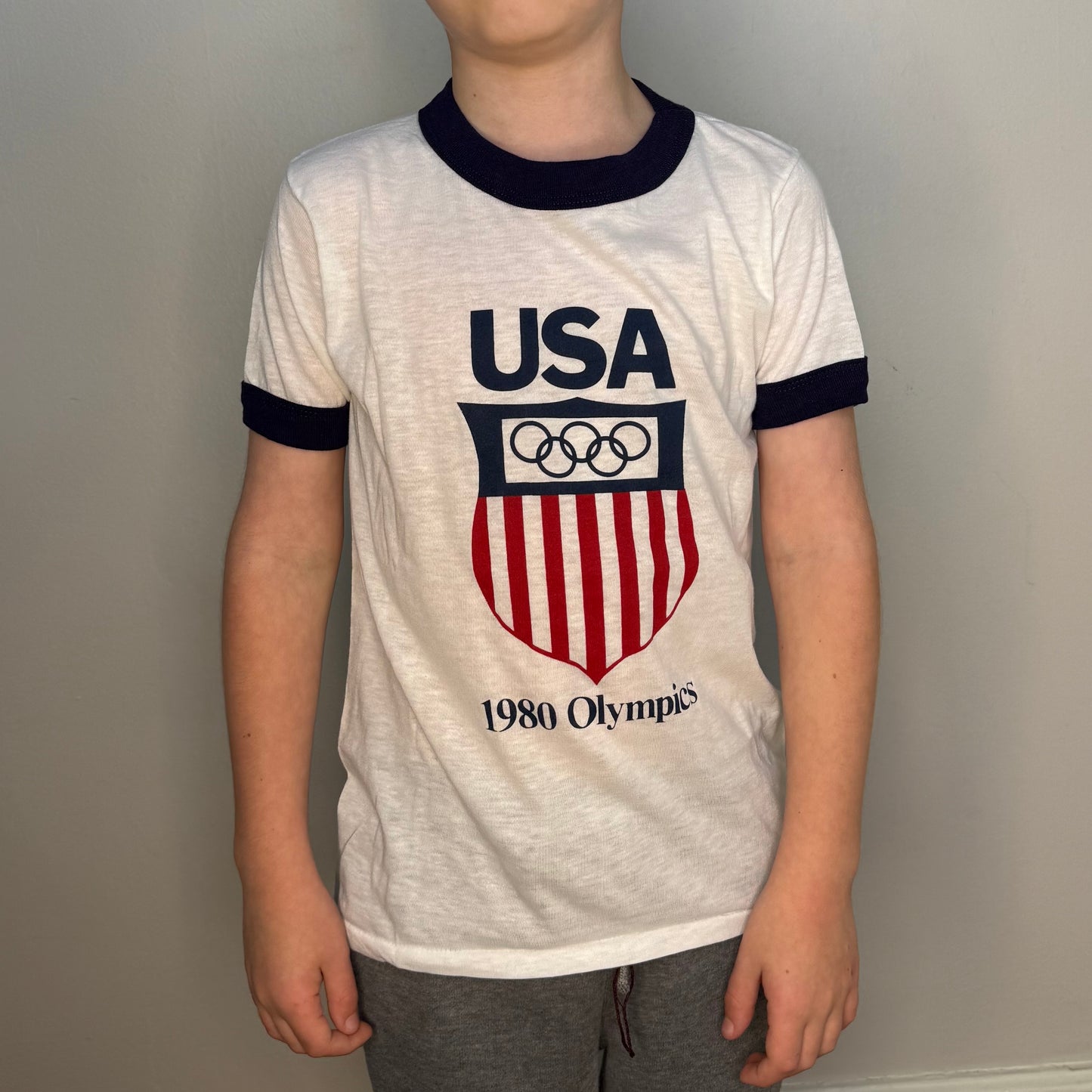 1980 Kids Olympics USA T-Shirt, Anvil Size Youth Medium