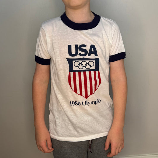 1980 Kids Olympics USA T-Shirt, Anvil Size Youth Medium