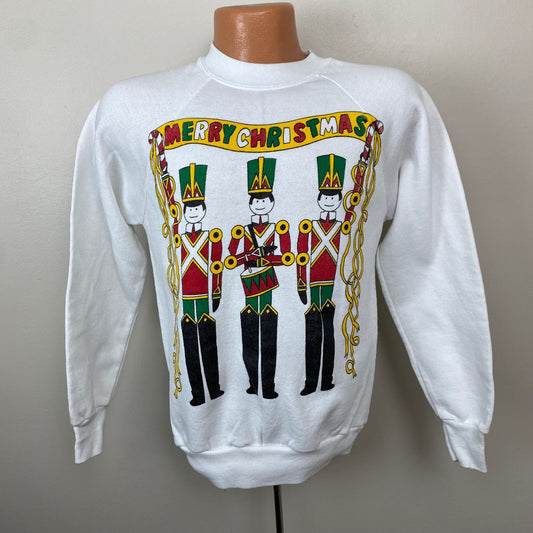 1990s Merry Christmas Sweatshirt, Size Medium, Toy Soldiers, Nutcracker