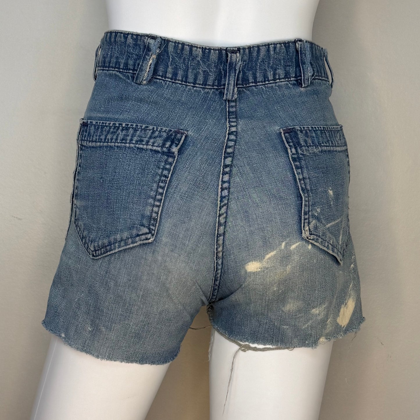 1970s Denim Shorts, Distressed Cut Offs, Seafarer, Fabric by Erwin, Selvage, US Navy Uniform Jeans