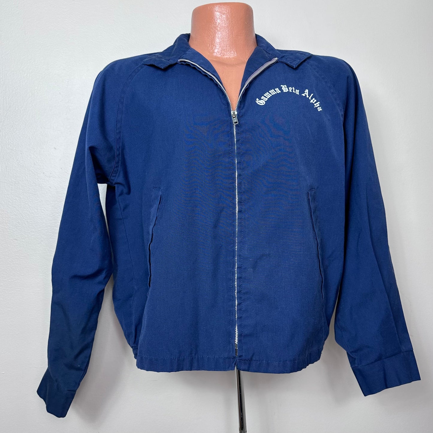 1960s Blue Jacket, Gamma Beta Alpha, Velva Sheen Size Small