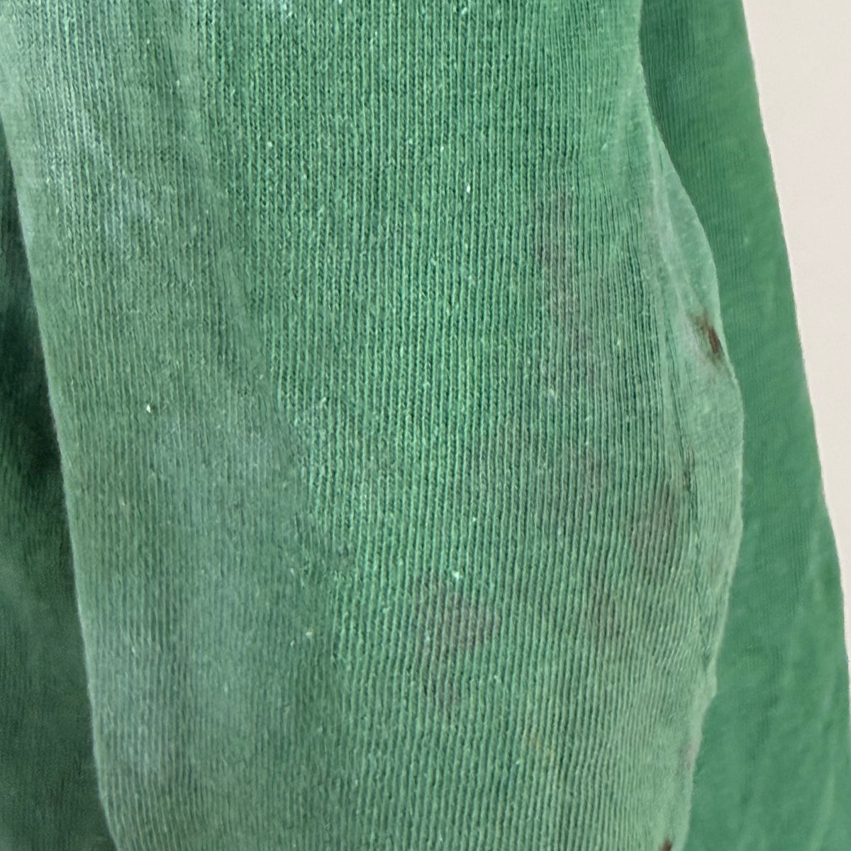 1940s Green Cotton Jersey T-Shirt, Central High Memphis AA, Champion Knitwear Company Running Man Size Medium, Distressed