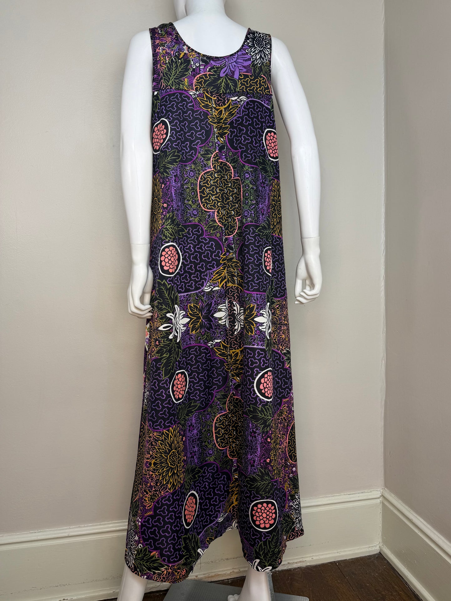 1960s Psychedelic Print Loungewear Dress, Hollywood Vassarette by Munsingwear Size Medium
