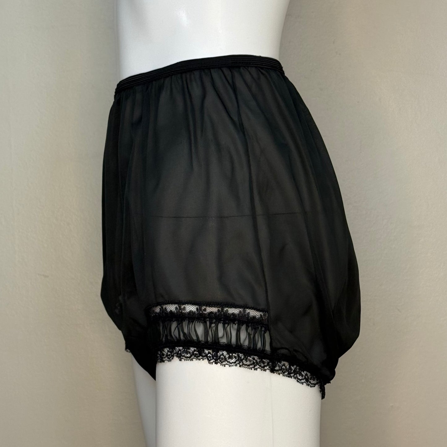 1950s Black Nylon High Waisted Panties, Pinehurst Lingerie Size 7, New Deadstock with Tag