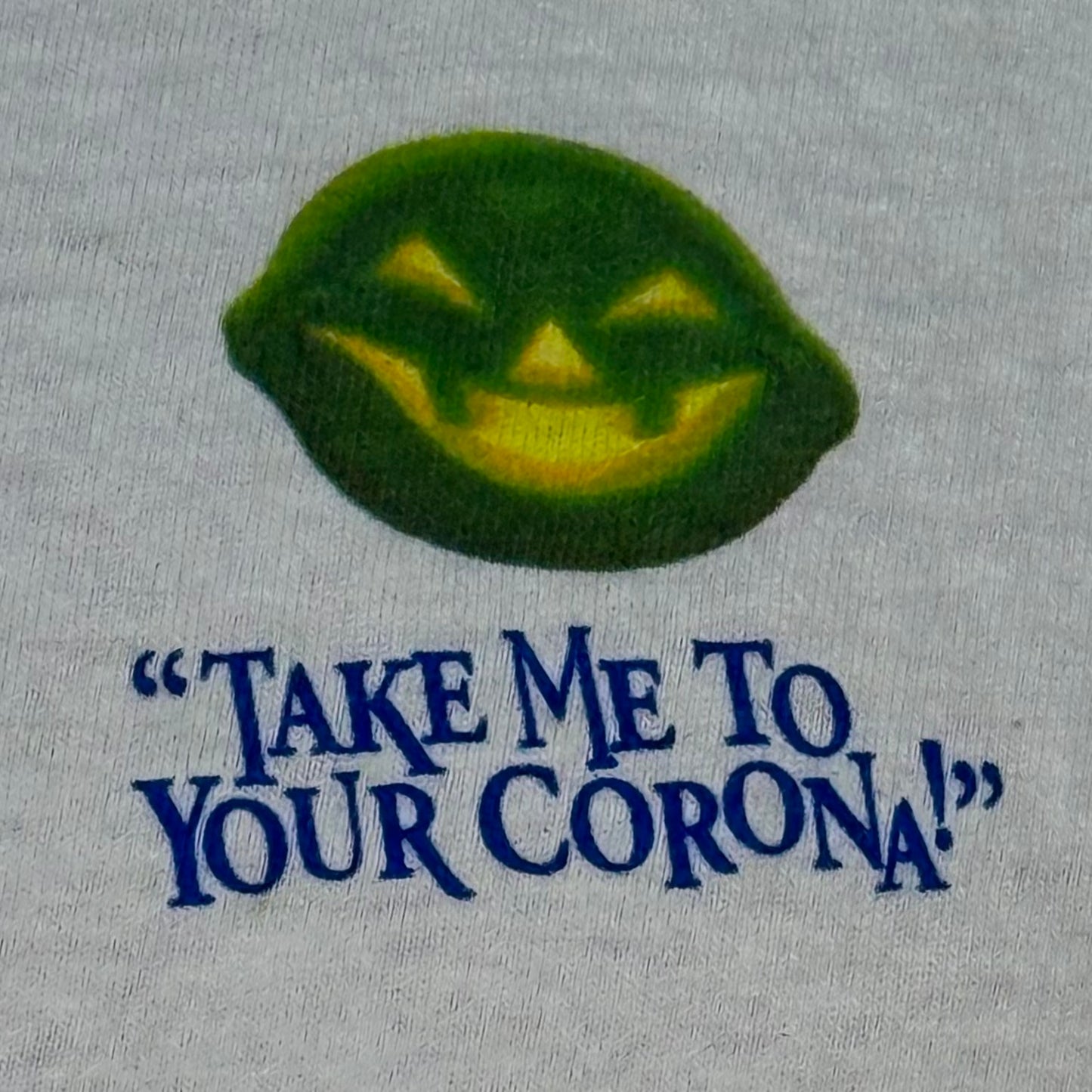 Y2K Corona Halloween T-Shirt, Lime-O-Lantern Beer Promo, The Outer Lime Zone, Take Me to Your Corona, All Sport Size XL
