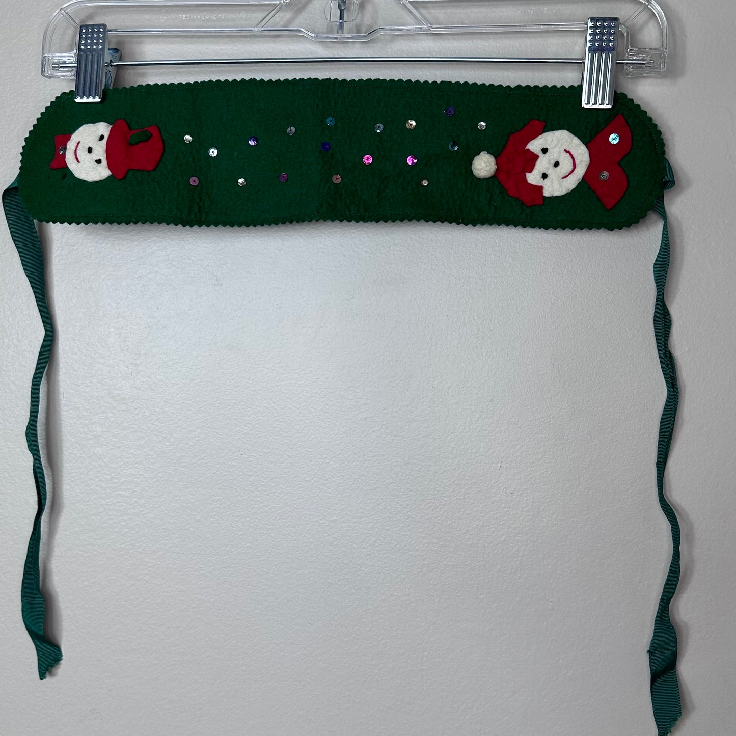 1950s Girls’ Kitschy Felt Christmas Suspenders Skirt with Matching Ear Muff, Handmade Size 4T