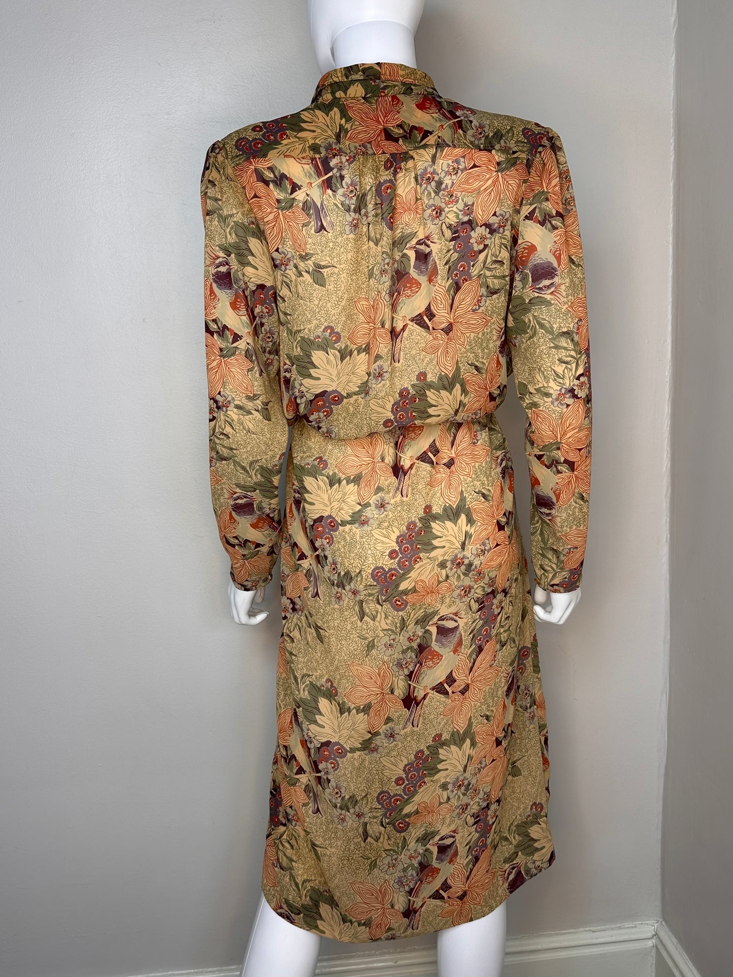 1970s Bird Print Shirt Dress, P.J. Walsh by Nicole Miller Size S/M