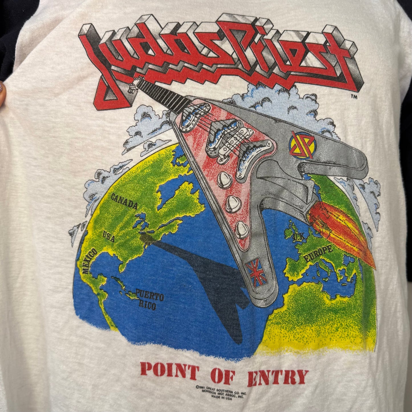 1980s Judas Priest Concert Tour T-Shirt, World Wide Blitz 1981, Size Large