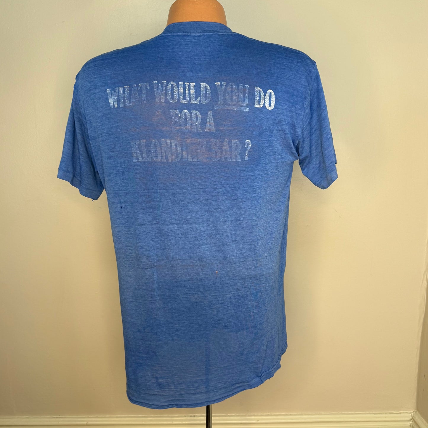 1980s Isaly’s Klondike Bar T-Shirt, What Would You Do For A Klondike Bar?, Paper Thin Distressed Tee, Size M/L