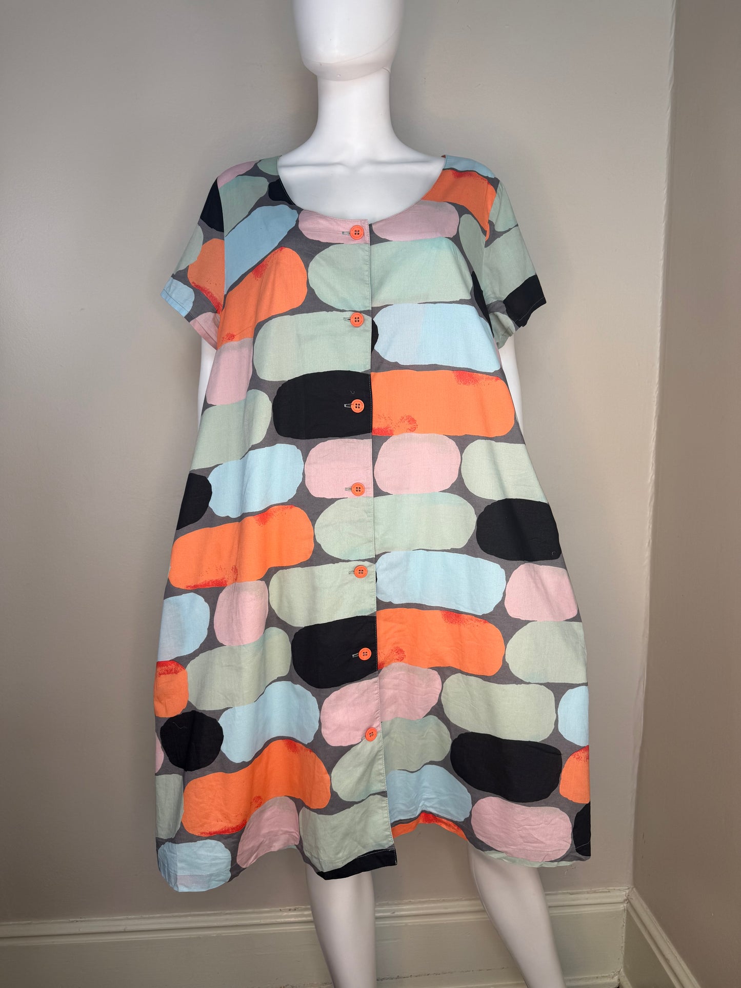 Y2K Marimekko Tent Dress, Button Front, Samu-Jussi Koski, Size XL-2XL