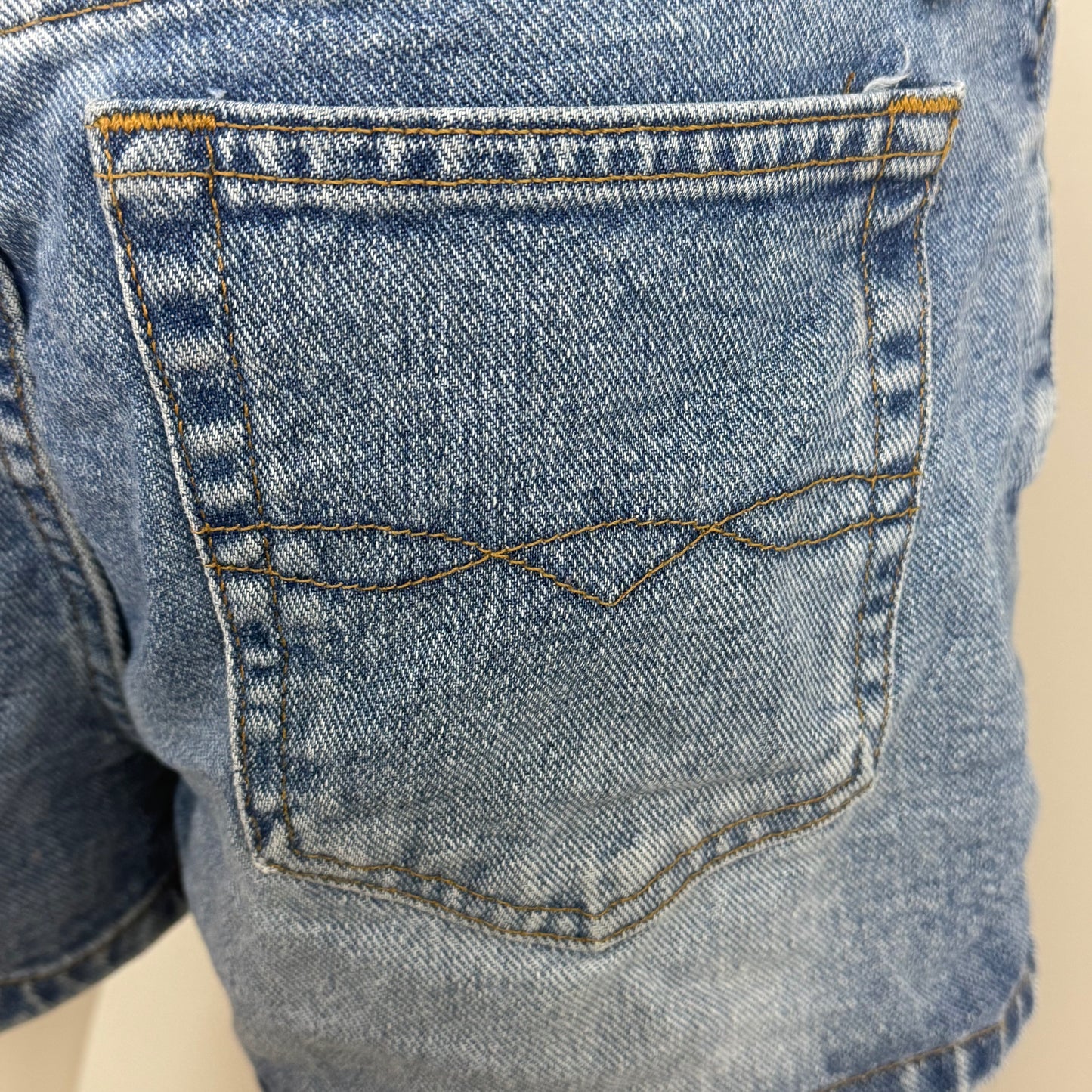 1990s/Y2K Low Rise Denim Shorts, L.E.I. Size 7, Raw Edge Waistband