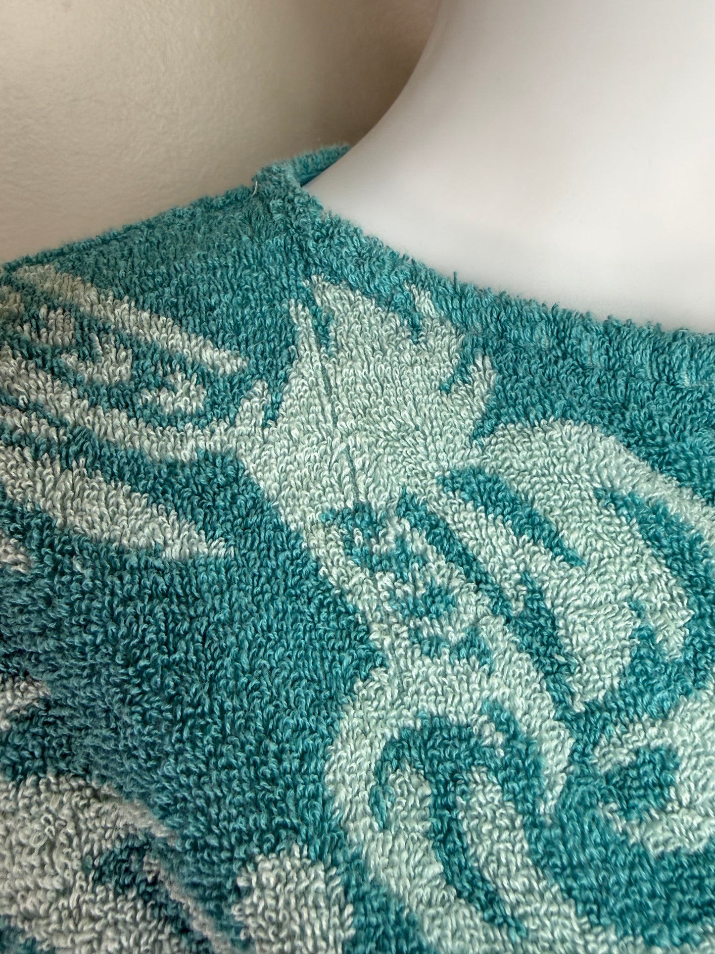 1960s/70s Teal Towel Dress, Gold Crest by Cone, Swim Beach Cover Up Size Small-Medium