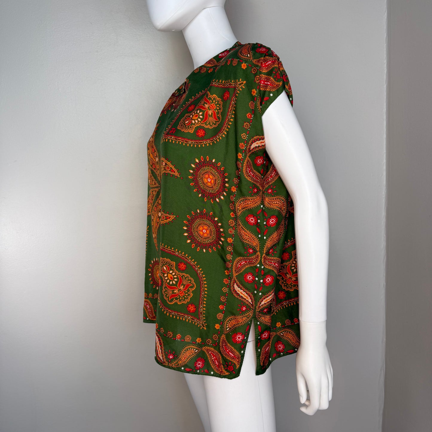 1950s Silk Scarf Blouse, Franklin Simon Size Small