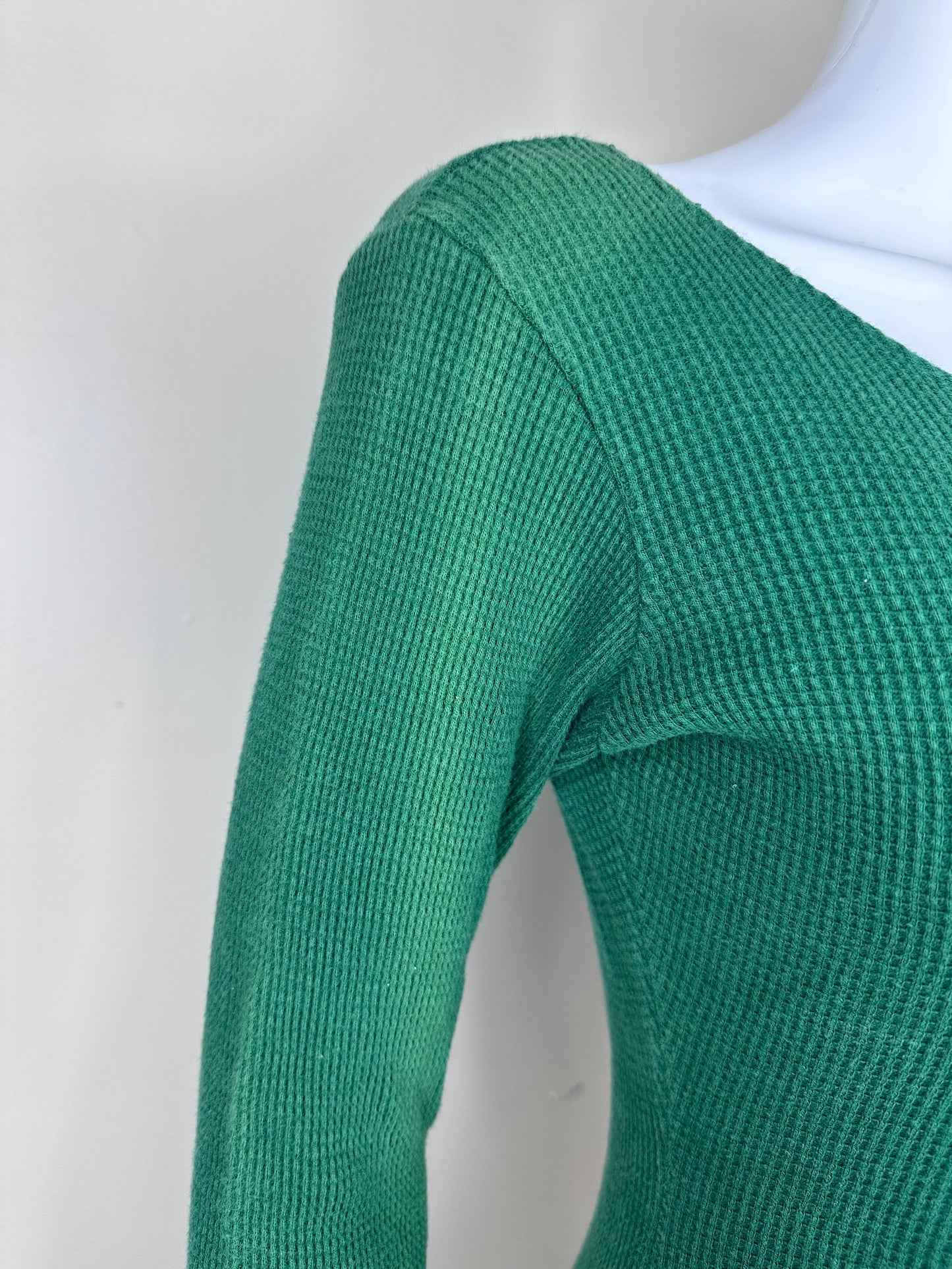 1990s Green Thermal Scoop Neck Bodysuit, Betty Blue Size Small-Medium