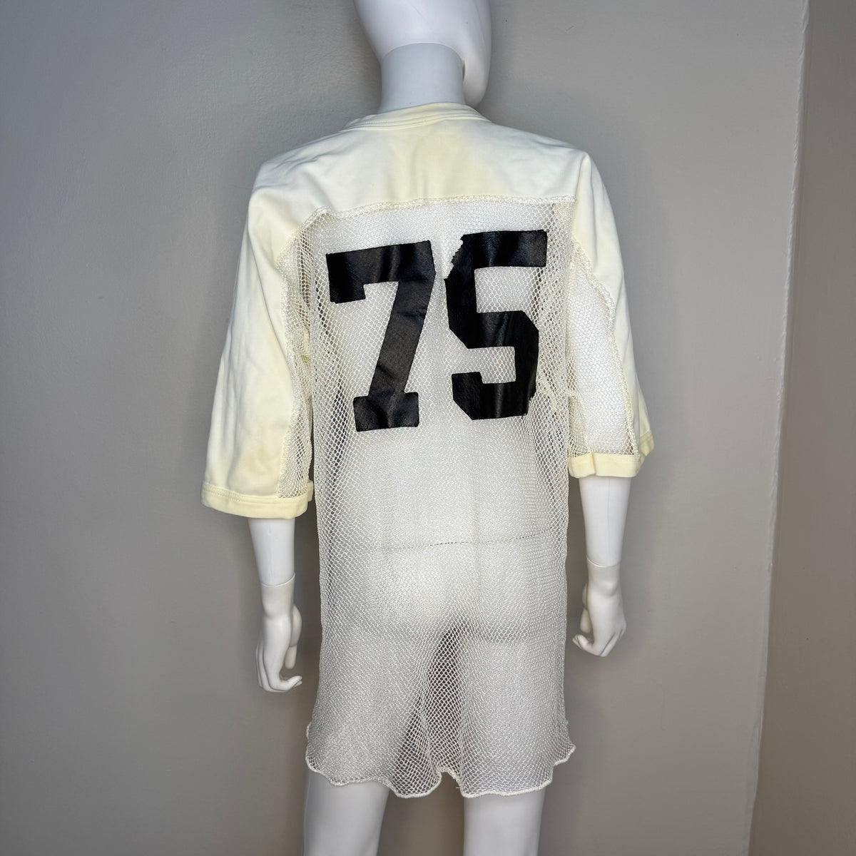 1970s Off White Open Mesh Football Jersey, Southern Athletic Size XL, No 75