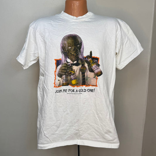 1990s Tales from the Crypt T-Shirt, Budweiser Beer Promo, Halloween, Crypt Keeper, Join Me For A Cold One, Short Hills Tee Size Large