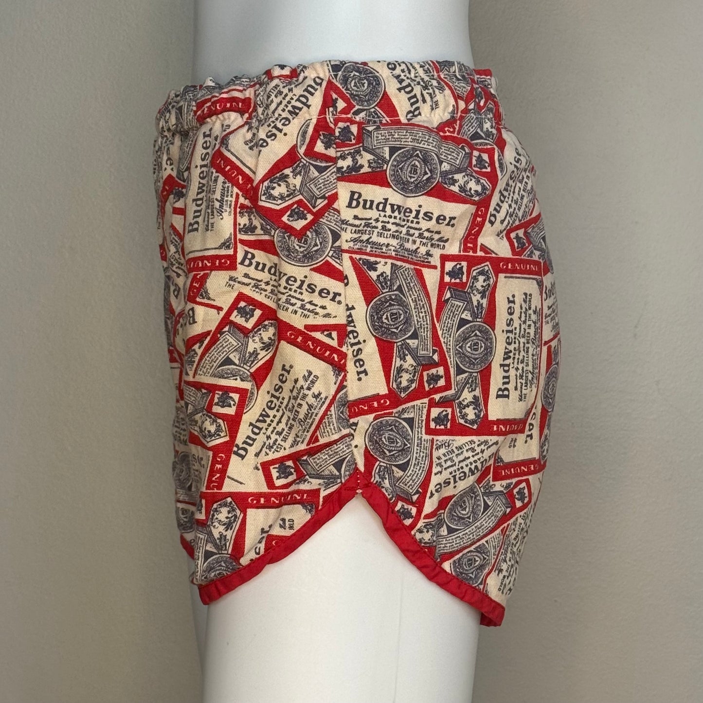 1970s Men’s Budweiser Beer Swim Trunks, Size X-Small, Cotton Swimsuit Shorts