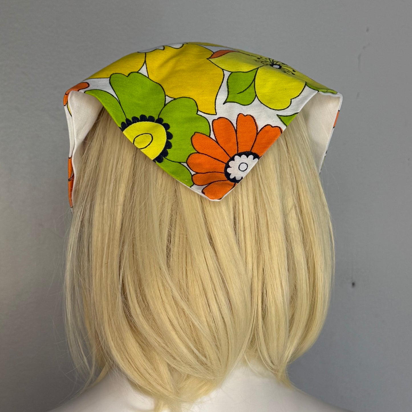 1960s Floral Head Scarf, Niagara Falls Canada Souvenir