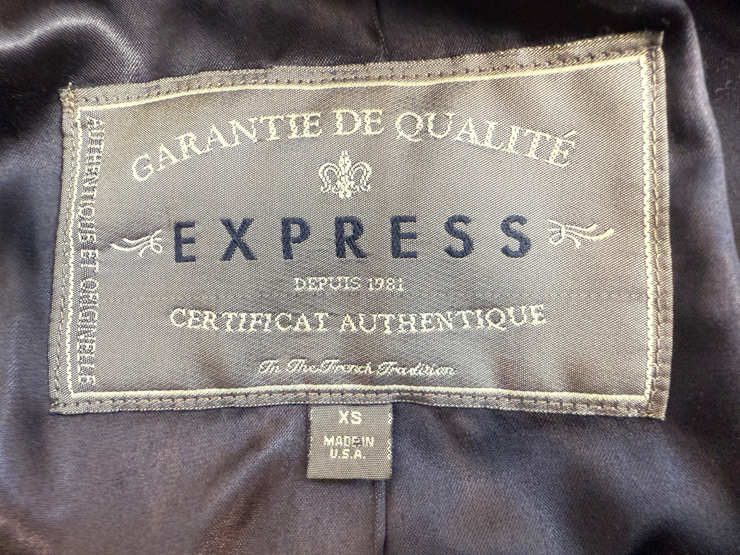 1990s Black Faux Fur Peacoat, Express Size XS-Small, Double Breasted Coat