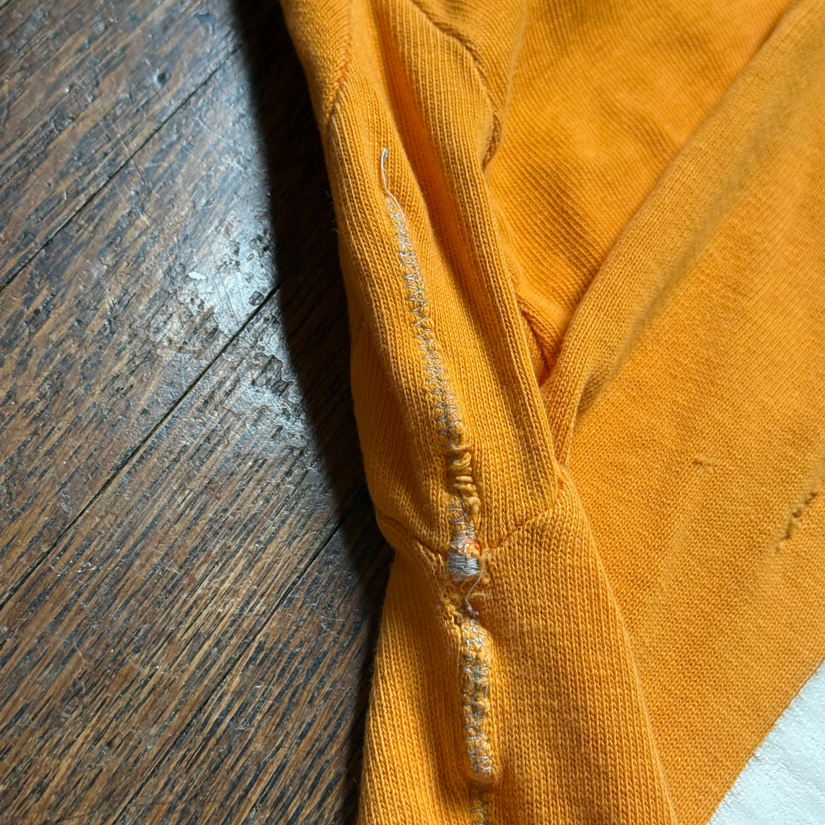 1960s Orange Cotton Jersey, Russell Athletic Size Large, No 22, Distressed