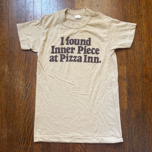 1980s Pizza Inn T-Shirt, Tan, I Found Inner Piece at, Tee Jays Size Youth Large