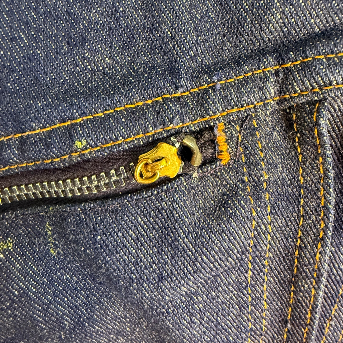 1960s Western Denim Jacket, Roebucks Sears Size Small, Front Pleats, Pocket Zippers