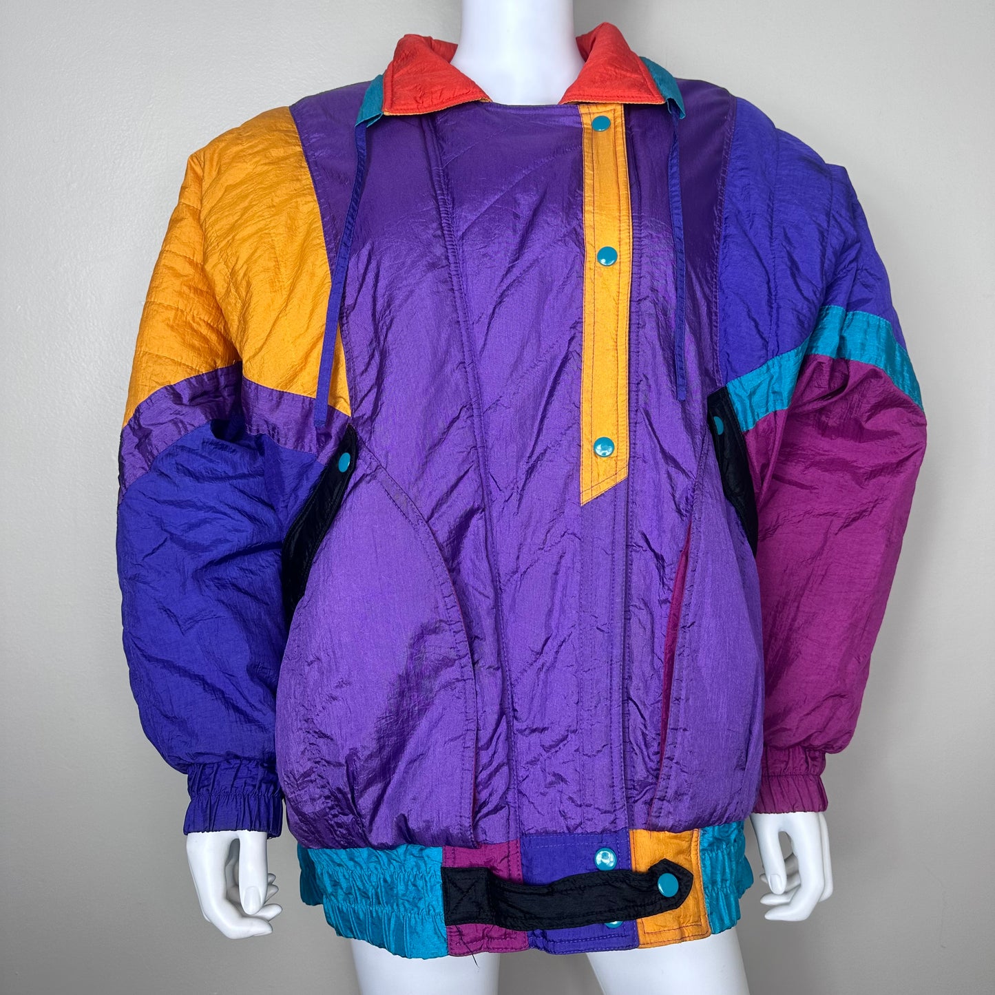 1980s/90s Bright Color Block Ski Coat, PA Originals Size XL