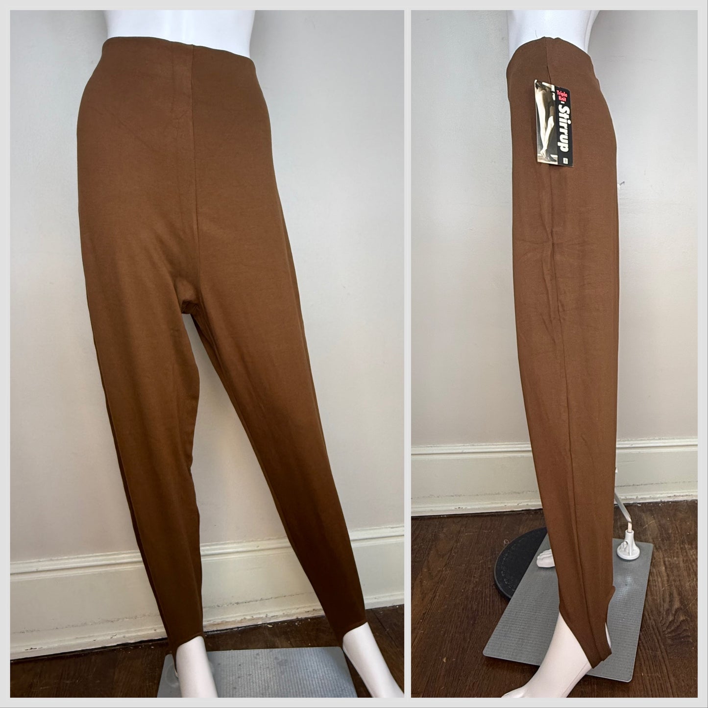 1990s Brown Stirrup Pants, Venezia Vitale Size 22/24, Lane Bryant, High Rise Tapered Leg, Deadstock, New With Tags