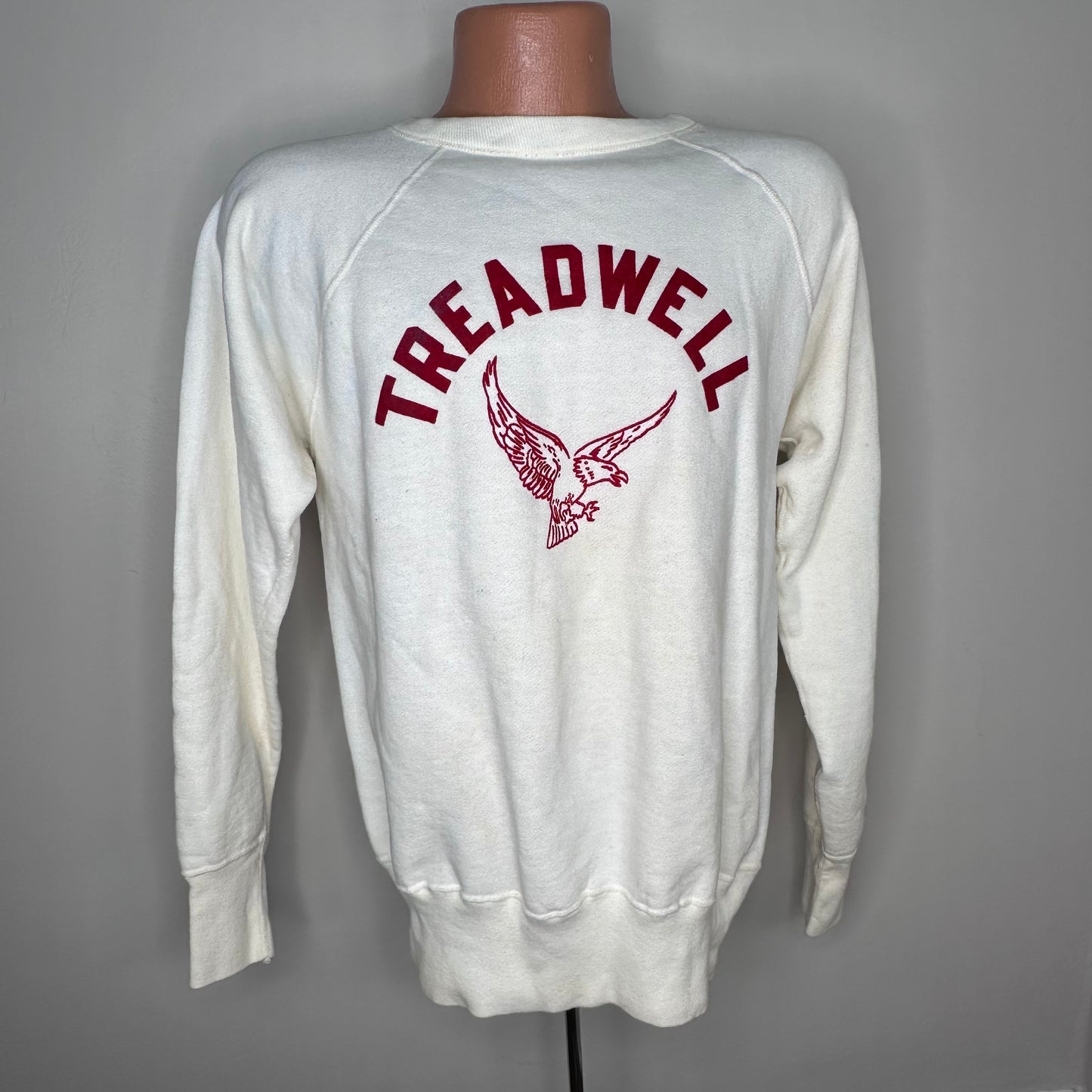 1950s Treadwell High School Eagles Sweatshirt, Champion Knitwear Size M/L, Running Man, Flocked, Memphis