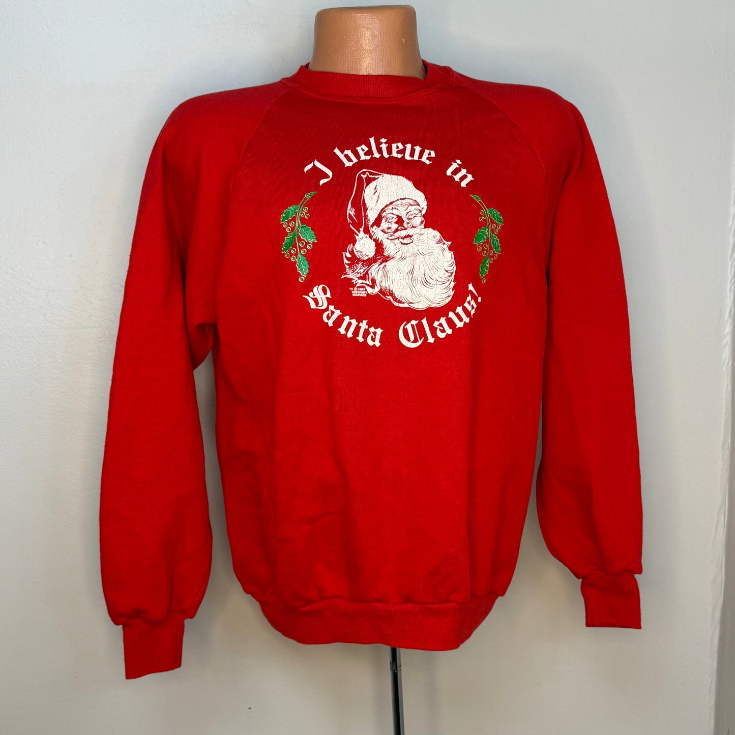 1980s Christmas Sweatshirt, I Believe in Santa Claus, Jerzees Size Large