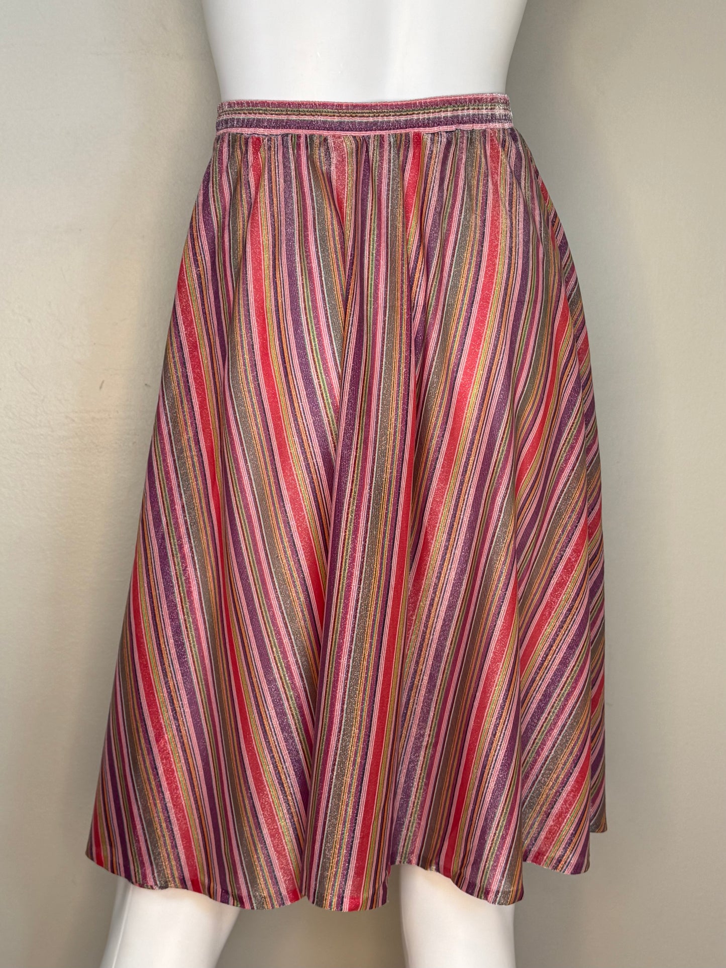 1970s/80s Metallic Rainbow Stripe Disco Skirt, That’s It! California Size X-Small