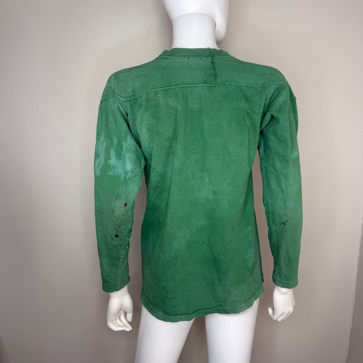 1940s Green Cotton Jersey T-Shirt, Central High Memphis AA, Champion Knitwear Company Running Man Size Medium, Distressed
