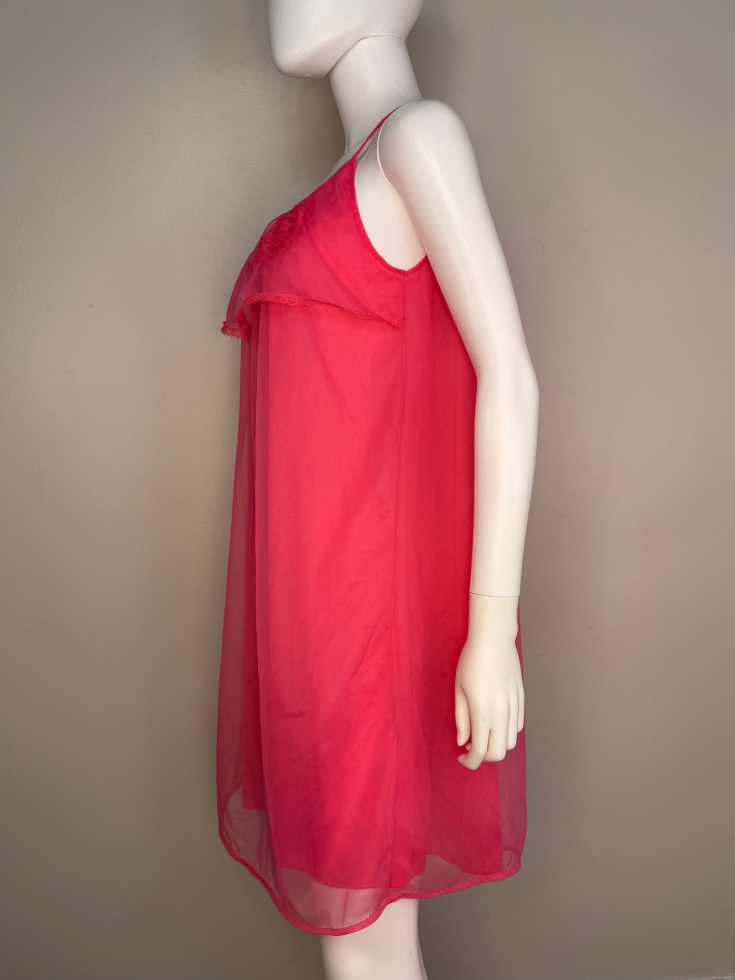 1960s Hot Pink Nightgown, Sears Roebuck and Co Size Small-Medium
