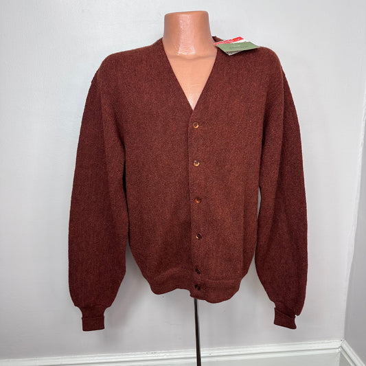 1960s Rust Mohair Alpaca Blend Cardigan Sweater, Jantzen Dave Marr Golf Collection Size Large