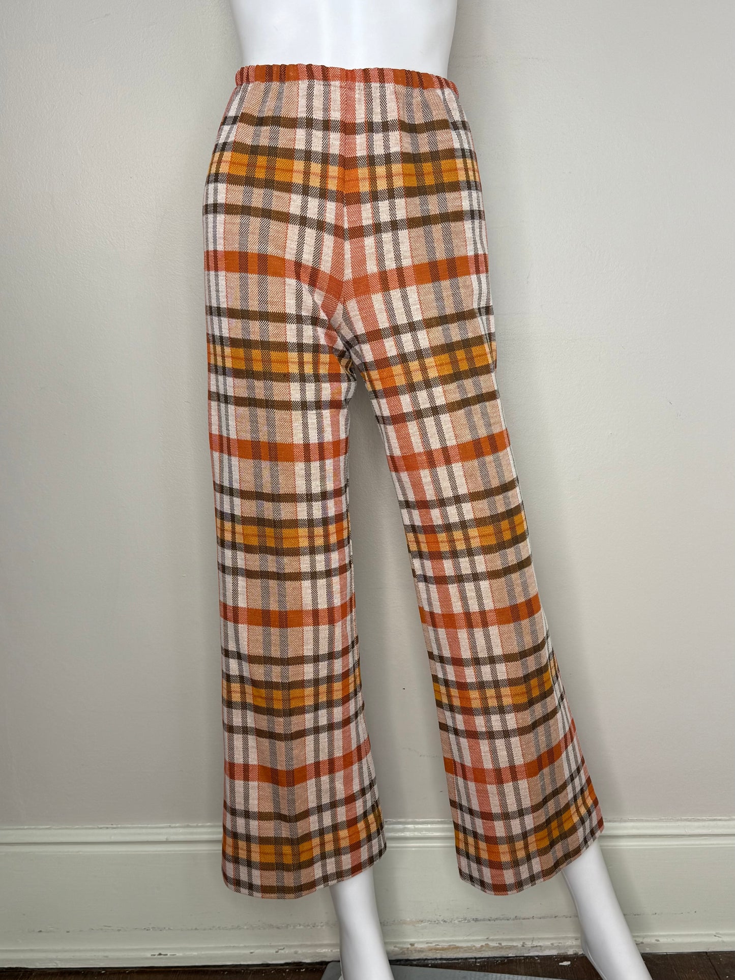 1970s Women’s Plaid Double Knit Pant Suit, Vest Top and Pants set, Peck & Peck for Act III Size Small