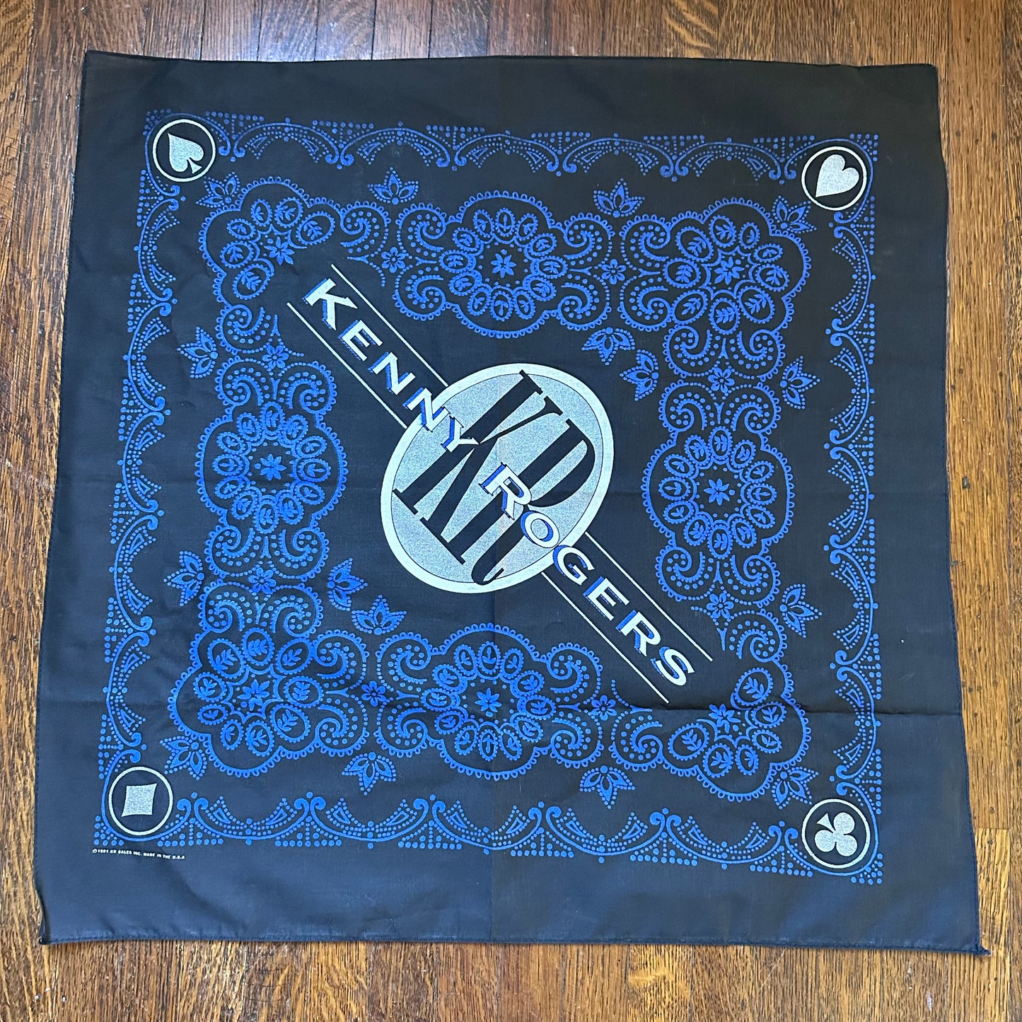 1990s Kenny Rogers Bandana, 22.25" x 22.5"